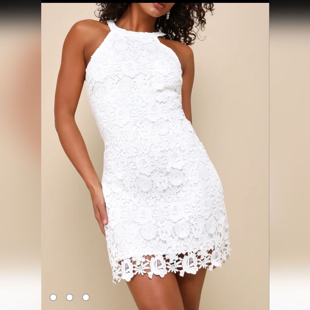 Lulus Love Poem Ivory Lace Mini Dress